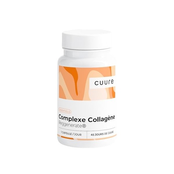 Collagène Hydrolysée en Gélules - CUURE - Collagène Type 1, 5 & 10 + Acide Hyaluronique + Élastine + Vitamine C - Peau Ferme 