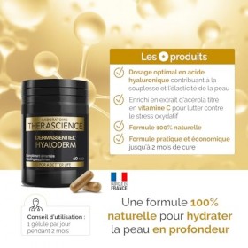 DERMASSENTIEL HYALODERM | Peau hydratée et rebondie | Anti-rides | Cure 2 mois | Acide hyaluronique naturel | Acérola titré e