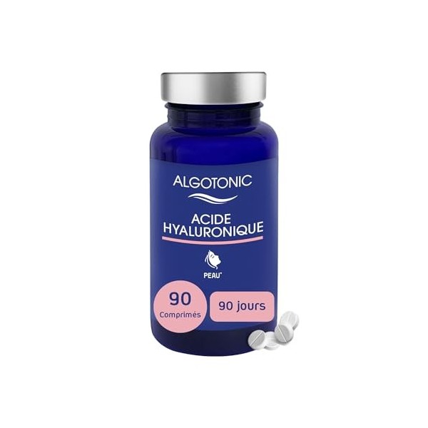 Algotonic - Acide Hyaluronique + Collagène Marin - 90 Comprimés - Cure de 90 jours - Hydratation et Fermeté de la Peau - Effe...