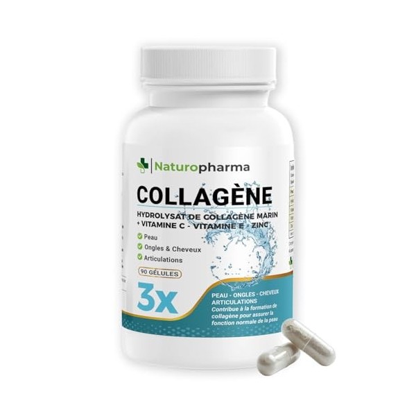 Collagène Marin Hydrolysé + Vitamine C, E, Zinc – Anti-Âge, Peau, Articulations, Cheveux, Ongles – Haute Absorption – Naturop