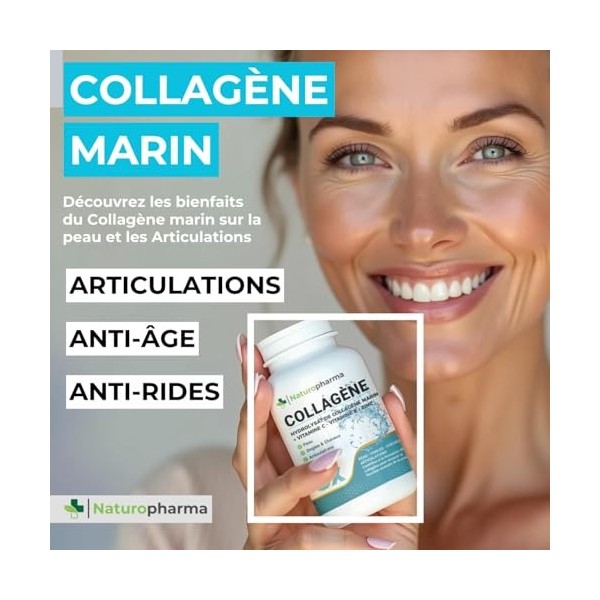 Collagène Marin Hydrolysé + Vitamine C, E, Zinc – Anti-Âge, Peau, Articulations, Cheveux, Ongles – Haute Absorption – Naturop