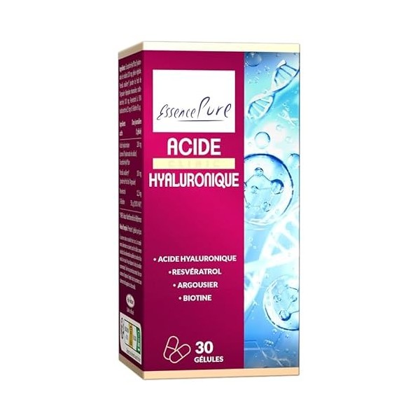 Acide Hyaluronique Essence Pure 200 mg | Spectre Complet 50-1000 kDa | Enrichi en Argousier, Resvératrol, Biotine | Rajeuniss