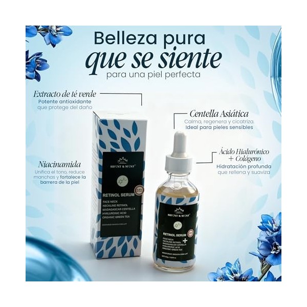 SHENT & MENT Sérum Visage Rétinol 0,6% Anti-Âge Anti-Rides Anti-Taches Anti-Acné Hydratant Raffermissant Effet Lifting Collag