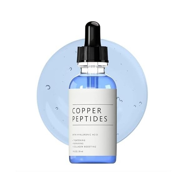 Sérum doux aux peptides de cuivre, adapté aux peaux sensibles | Acide hyaluronique anti-âge | 29 ml