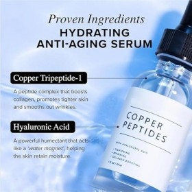 Sérum doux aux peptides de cuivre, adapté aux peaux sensibles | Acide hyaluronique anti-âge | 29 ml