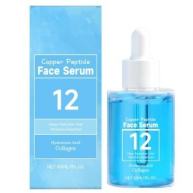 Sérum Visage aux Peptides de Cuivre 12 - Repulpe et raffermit la peau . sérum anti-âge à lacide hyaluronique et au collagène ...