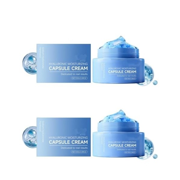 Crème en capsules à lacide hyaluronique, Crème hydratante à lacide hyaluronique, Formule 2-en-1 en capsules de gel, Renforc A...