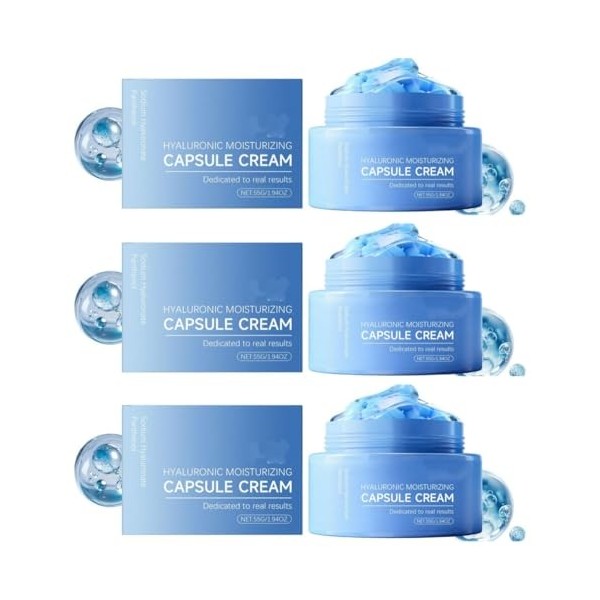 Crème en capsules à lacide hyaluronique, Crème hydratante à lacide hyaluronique, Formule 2-en-1 en capsules de gel, Renforc A...