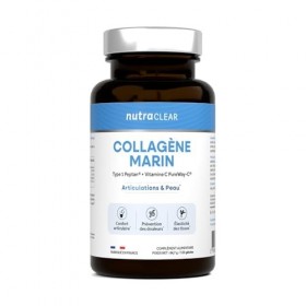 Nutraclear | Collagène Marin Peptan® 120 Gélules | Collagène de type 1 - enrichi en vitamine C PureWay-C® Acide hyaluronique