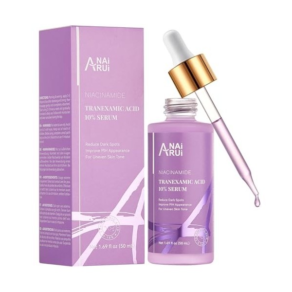 ANAiRUi Sérum 10% dacide tranexamique avec acide tranexamique et acide hyaluronique niacinamide, cible lhyperpigmentation, 