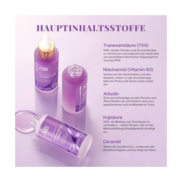 ANAiRUi Sérum 10% dacide tranexamique avec acide tranexamique et acide hyaluronique niacinamide, cible lhyperpigmentation, 