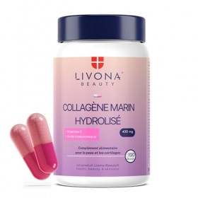 LIVONA BEAUTY - Complexe COLLAGEN | Collagène Marin 800mg & Acide Hyaluronique 80mg | Haute Dose Vitamine C – Anti-Âge | Peau