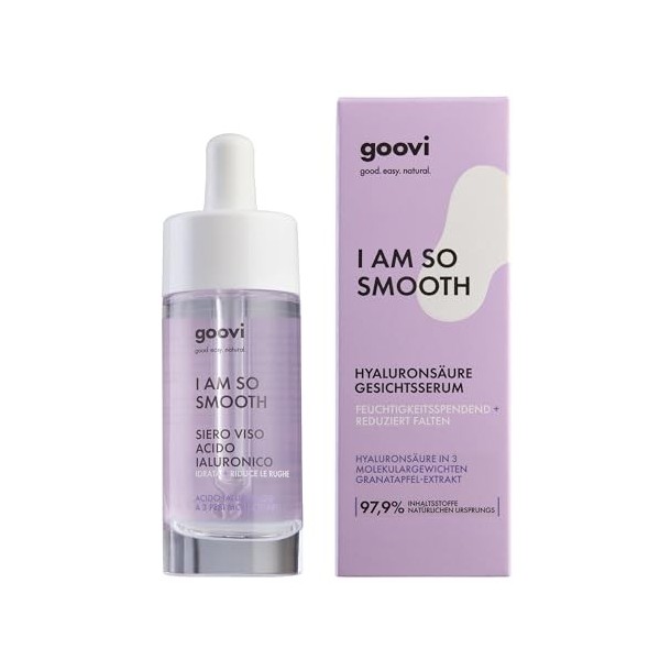 GOOVI I Am So Smooth Hyaloronic Sérum pour le visage à lacide hyaluronique - Booster dhydratation avec formule naturelle - 