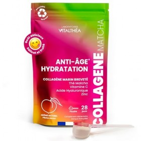 COLLAGENE MARIN POUDRE + ACIDE HYALURONIQUE + THÉ MATCHA + ZINC + VITAMINE C : Formule Exclusive Premium | Anti-âge Peau & Ar...