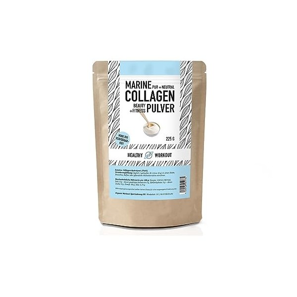 Poudre de collagène marin - Biodisponibilité maximale - Hydrolysat de collagène bioactif - Peptides de type 1 à 3 - Solubilit...