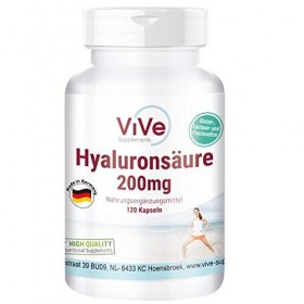 Acide Hyaluronique 200mg - 120 gélules - Haute Dose - Vegan | Qualité en provenance dAllemagne de ViVe Supplements