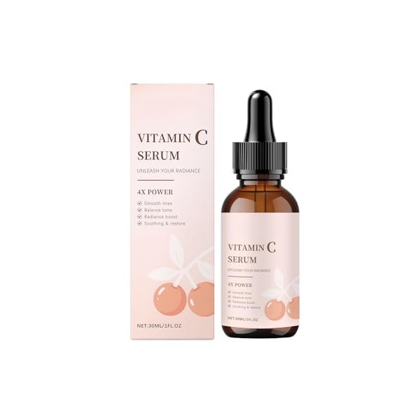 Sérum facial à la vitamine C avec acide hyaluronique - Feuchtigkeitsspendende soin pour une peau lisse, ferme et équilibrée ...