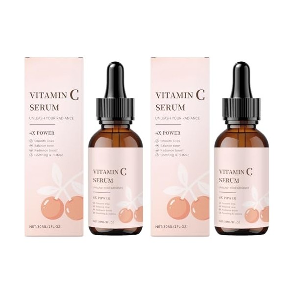 Sérum facial à la vitamine C avec acide hyaluronique - Feuchtigkeitsspendende soin pour une peau lisse, ferme et équilibrée ...