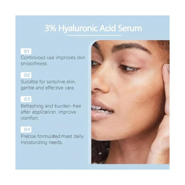 Sérum à lacide hyaluronique à 3 % ultra hydratant pour peau lisse et avant le maquillage, flacons jetables, soins de la peau ...