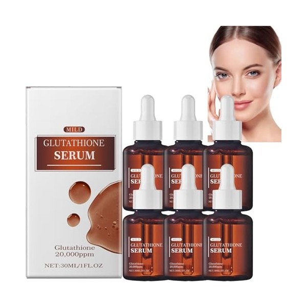 Glutathione Serum with 20,000 ppm Glutathione, Brightening Face Serum with Niacinamide and Hyaluronic Acid, Dark Spot Correct...