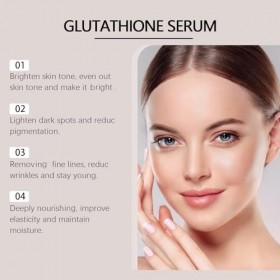 Glutathione Serum with 20,000 ppm Glutathione, Brightening Face Serum with Niacinamide and Hyaluronic Acid, Dark Spot Correct...