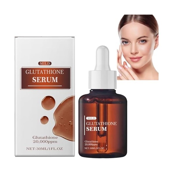Glutathione Serum with 20,000 ppm Glutathione, Brightening Face Serum with Niacinamide and Hyaluronic Acid, Dark Spot Correct...