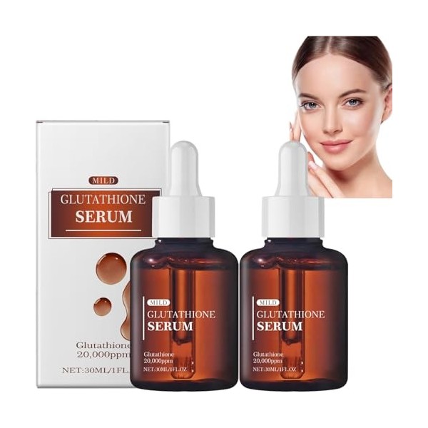 Glutathione Serum with 20,000 ppm Glutathione, Brightening Face Serum with Niacinamide and Hyaluronic Acid, Dark Spot Correct...