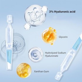 Essence dacide hyaluronique à 3%, hydratation longue durée, améliore la texture de la peau, réduit les ridules, améliore lé