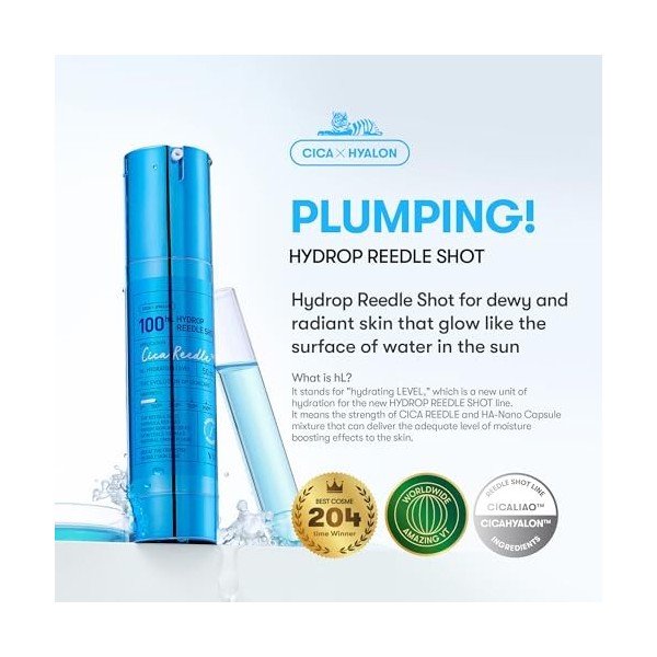 VT COSMETICS Hydrop Reedle Shot 100 Sérum Visage Microneedling à l’Acide Hyaluronique, Exosome Hydratant, Hydratation Intense