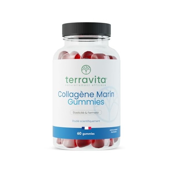 Gummies Collagène Marin | Fermeté et Élasticité de la Peau | Peptides Brevetés Cartidyss® | -25% de Rides en 3 Mois | 60 Gumm