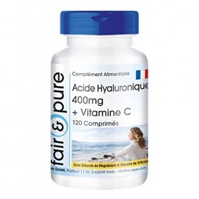 Fair & Pure® - Comprimés dacide hyaluronique 400mg avec vitamine C - dosage élevé - 120 comprimés
