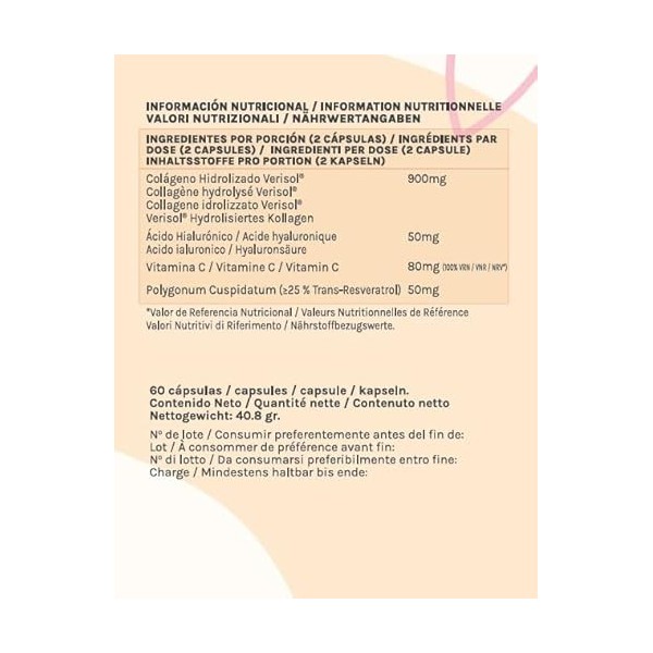 SKIN YOUTH COLLAGÈNE VERISOL ANTI-ÂGE - Verisol hydrolysé breveté + Acide hyaluronique + Resvératrol + Vitamine C - Anti-ride