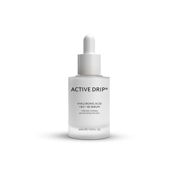 Active Drip ° Acide hyaluronique + B5 + B12 Sérum 30 ml – Hydratation en profondeur et plumping, lissage des ridules, végétal