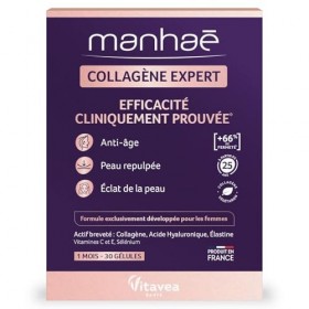 Vitavea - Manhaé Collagène Expert et Acide Hyaluronique - Complexe Breveté Anti-Âge, Anti-Rides, Efficacité Prouvée - Vitamin