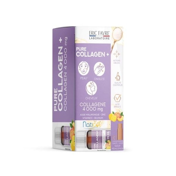 PURE COLLAGEN + Programme 10J - Cheveux Soyeux, Peau Ferme & Ongles Brillants - Assimilation Rapide, Contribue au Maintien d’