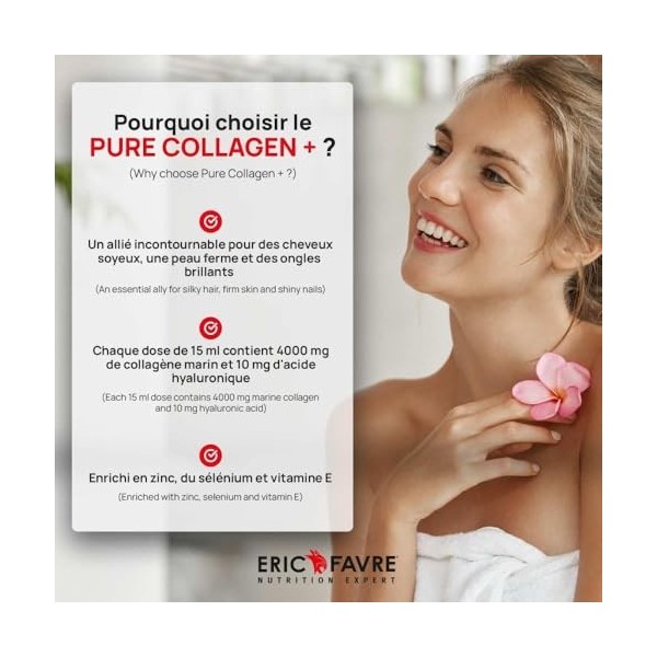 PURE COLLAGEN + Programme 10J - Cheveux Soyeux, Peau Ferme & Ongles Brillants - Assimilation Rapide, Contribue au Maintien d’
