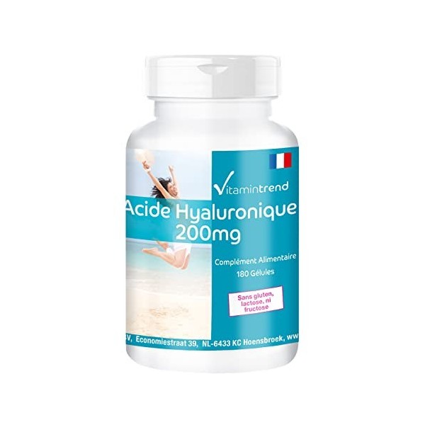 Acide hyaluronique 200mg - 180 gélules - végétalien - dosage élevé - conditionnement en vrac | Vitamintrend®