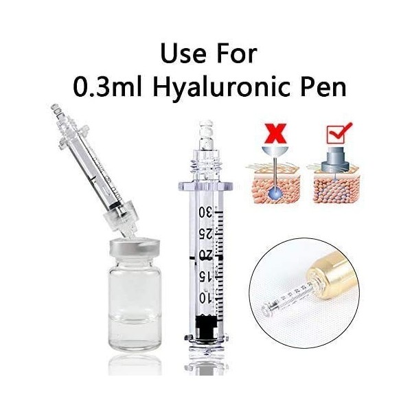 Lot de 20 têtes dampoules - 0,3 ml - Stylos hyaluronique sans aiguilles - Accessoire de beauté