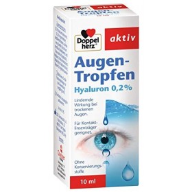 Gouttes pour les yeux double cœur, hyaluron 0,2%, yeux sèches, 2 x 10 ml
