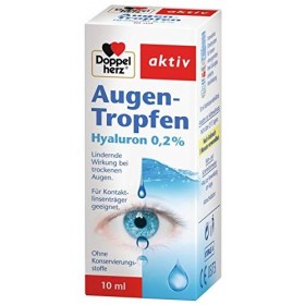 Gouttes pour les yeux double cœur, hyaluron 0,2%, yeux sèches, 2 x 10 ml