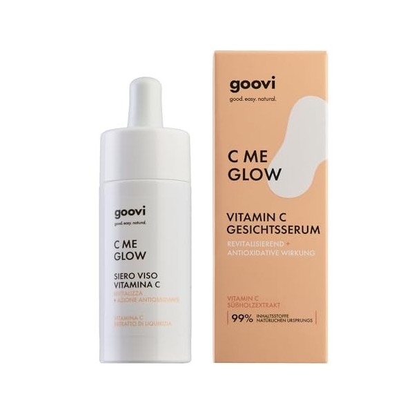 GOOVI C Me Glow - Sérum visage à la vitamine C - Sérum visage pour un teint éclatant - Antioxydant et hydratant - 30 ml