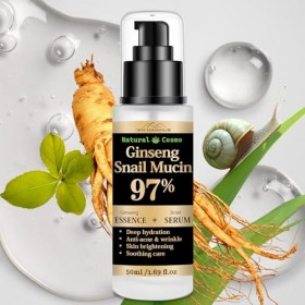 Ginseng Sérum et essence à la mucine descargot 97 % avec niacinamide et acide hyaluronique - Hydratation en profondeur, répa