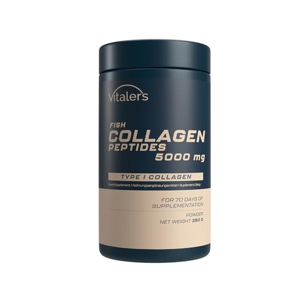Vitalers Sport Collagène de poisson naturel - 350 g, poudre, sans conservateur, sans sucre, composition pure