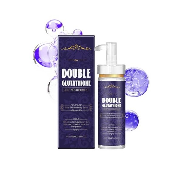 Soin antioxydant puissant : Sérum Double Glutathion pour un teint éclatant - Combat le teint terne, ravive léclat et amélior ...
