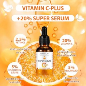 P-Beauty - Sérum pour le visage à la vitamine C Plus - Avec 20 % de vitamine C, rétinol, niacinamide et acide hyaluronique - ...