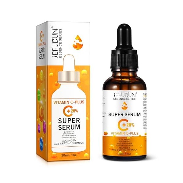 P-Beauty - Sérum pour le visage à la vitamine C Plus - Avec 20 % de vitamine C, rétinol, niacinamide et acide hyaluronique - ...