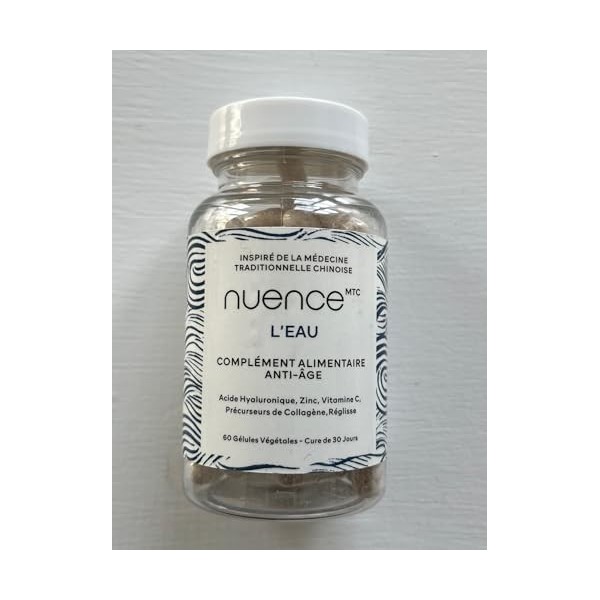 Nuence MTC | Complément alimentaire Anti-âge LEAU | Inspiré de la médecine chinoise | 60 gélules | Acide Hyaluronique, régli