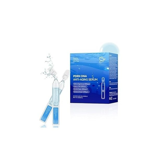 30 Ampoules PDRN DNA Portables : Anti-âge Quotidien pour Peaux Européennes | Éclaircissement et Raffermissement 2 Semaines Ac...