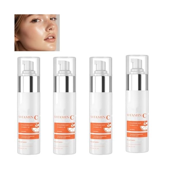 Sérum pour le visage à la vitamine C et à la vitamine E avec acide hyaluronique et rétinol - Soin du visage éclaircissant et 