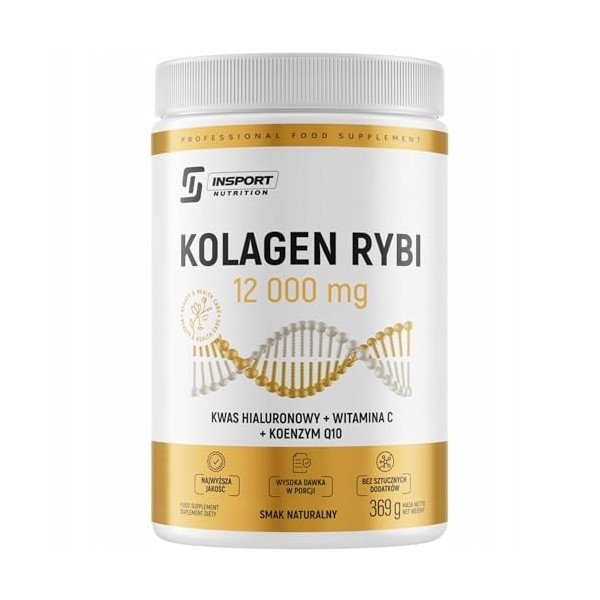 Collagene Marin + Acide Hyaluronique + Vitamine C + Coenzyme Q10 | Complément Alimentaire Poudre 369g – INSPORT